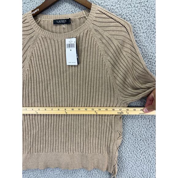 Ralph Lauren Polo Linen Blend Sweater Womens Medium Tan Brown Lightweight NEW M - Picture 4 of 8